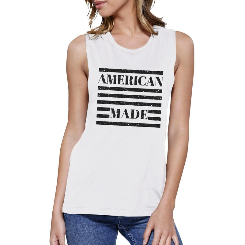 American Made Womens Cotton Muscle Tee Cute 4th Of July Design
