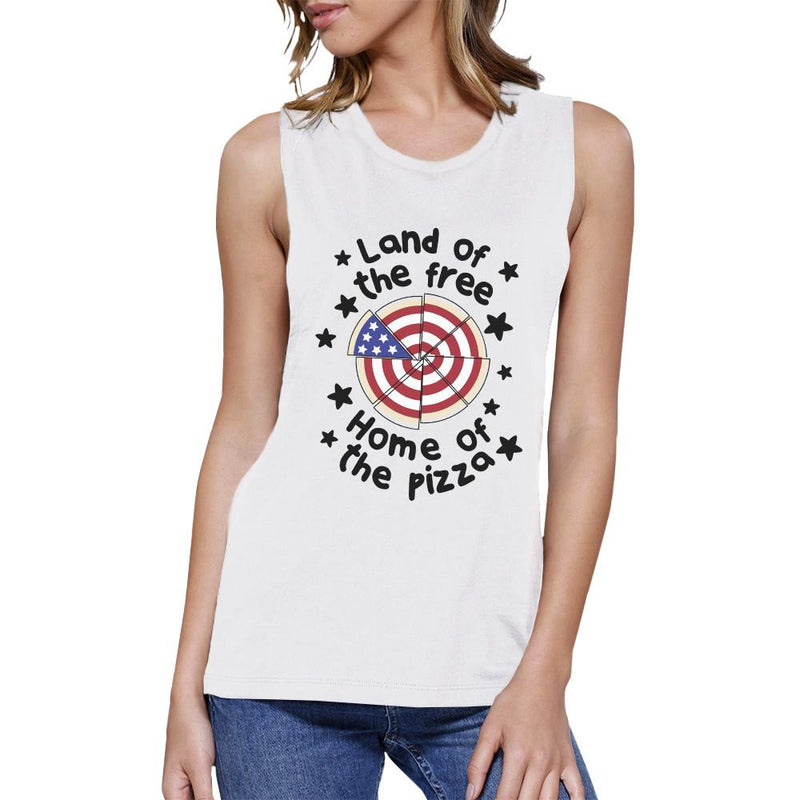 Home Of The Pizza Womens White Muscle Top Gifts For Pizza Lovers