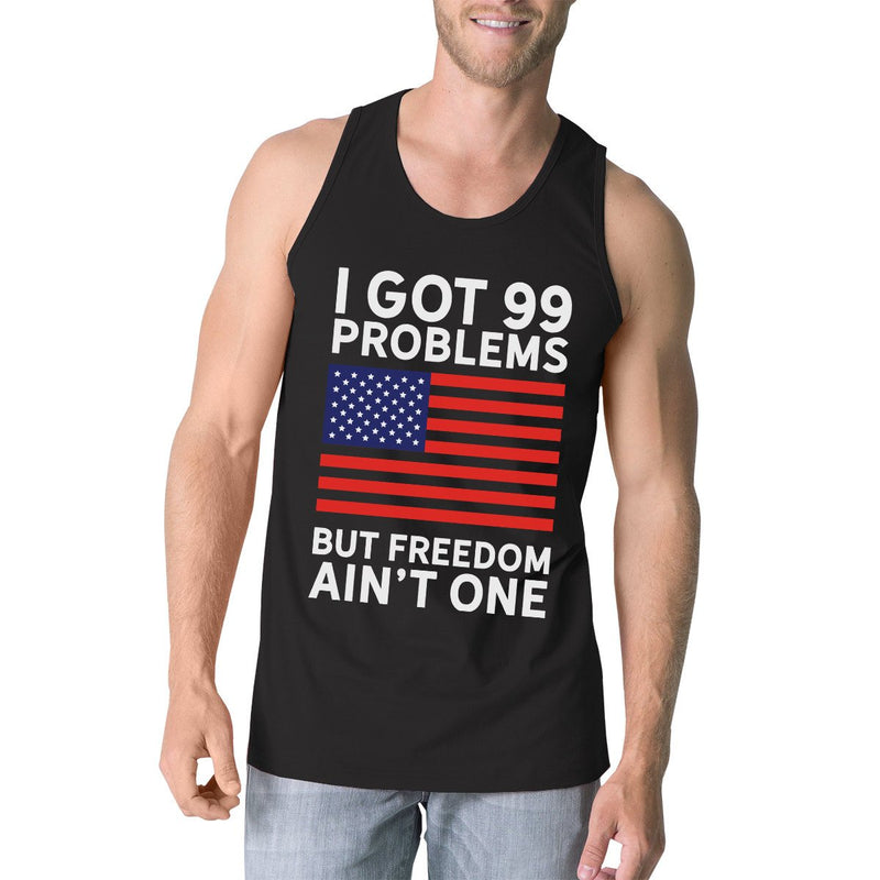 Freedom Ain't One Mens Black Tank Top Funny 4th Of July Tank Top