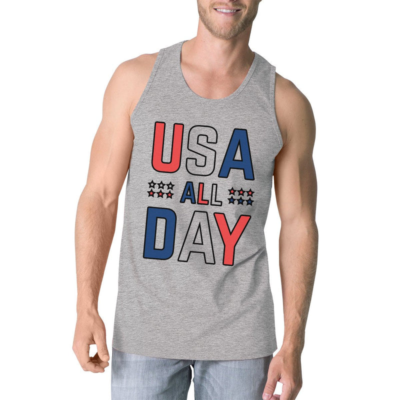 USA All Day Mens Grey Cute Patriotic USA Design For 4th Of July