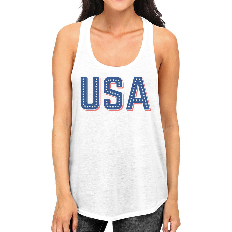 USA With Stars Womens Sleeveless Top Funny Independence Day Tanks