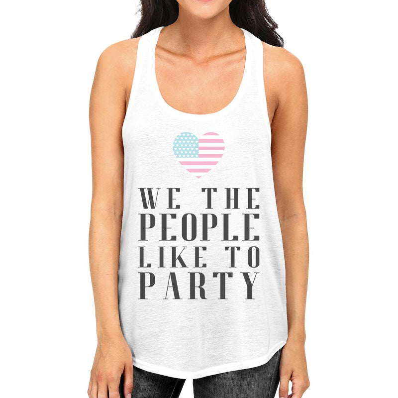 We The People Womens White Funny Independence Day Design Tank Top