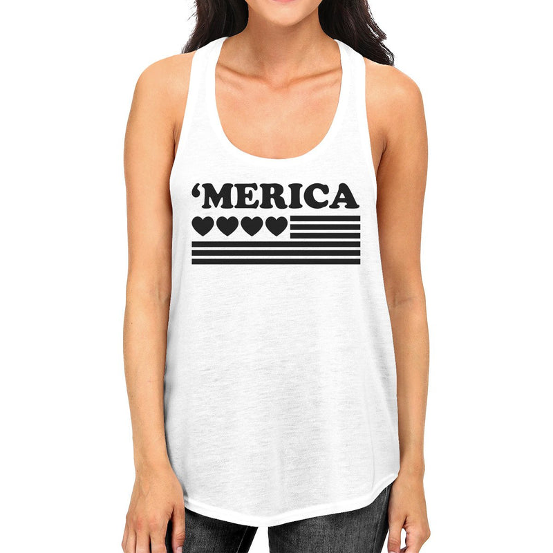'Merica Womens White Graphic Tank Top Gifts For Independence Day