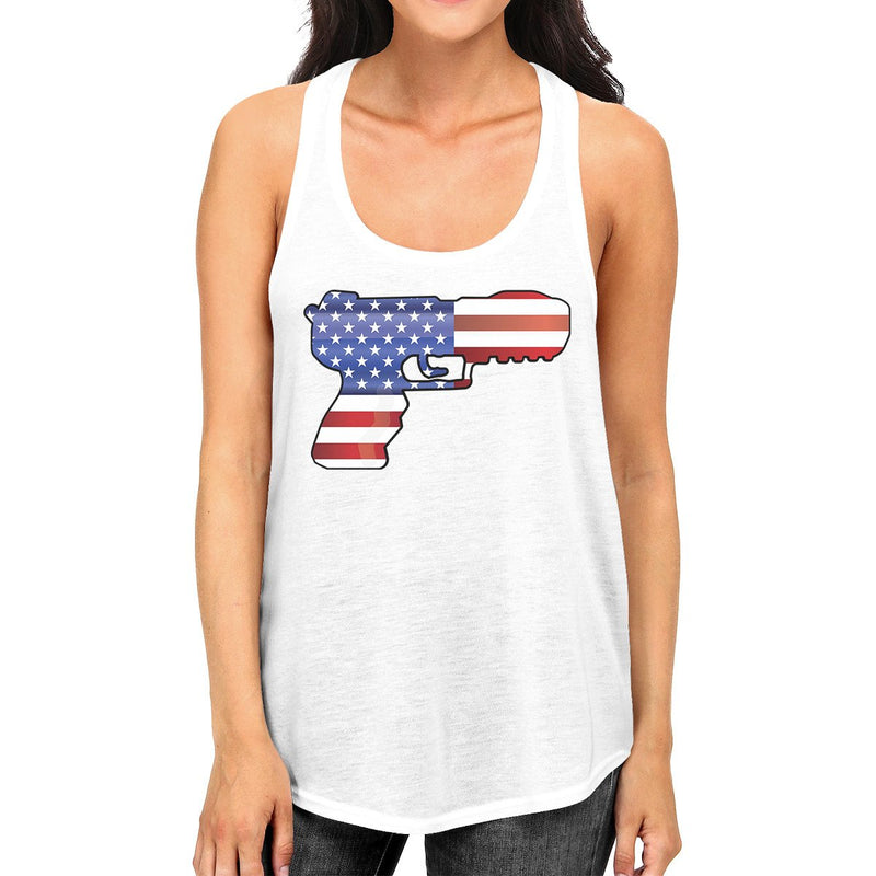 American Flag Pistol Womens Tank Top Gifts For Gun Supporters