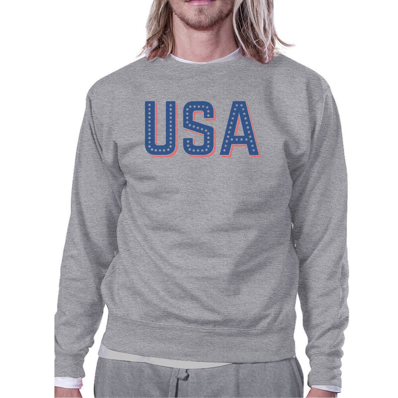 USA With Stars Unisex Gray Cute Independence Day Sweatshirt Idea