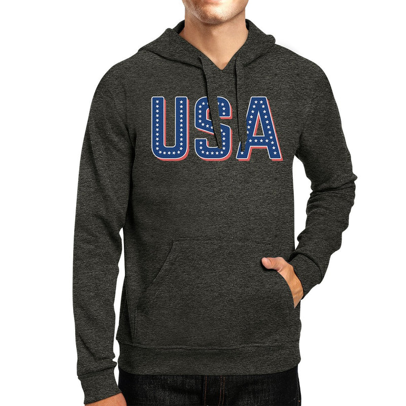 USA With Stars Unisex Black Pullover Hoodie Gift For 4th Of July