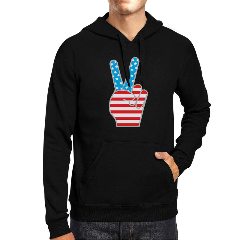 Peace Sign American Flag Hoodie Pullover Fleece Unisex Grey