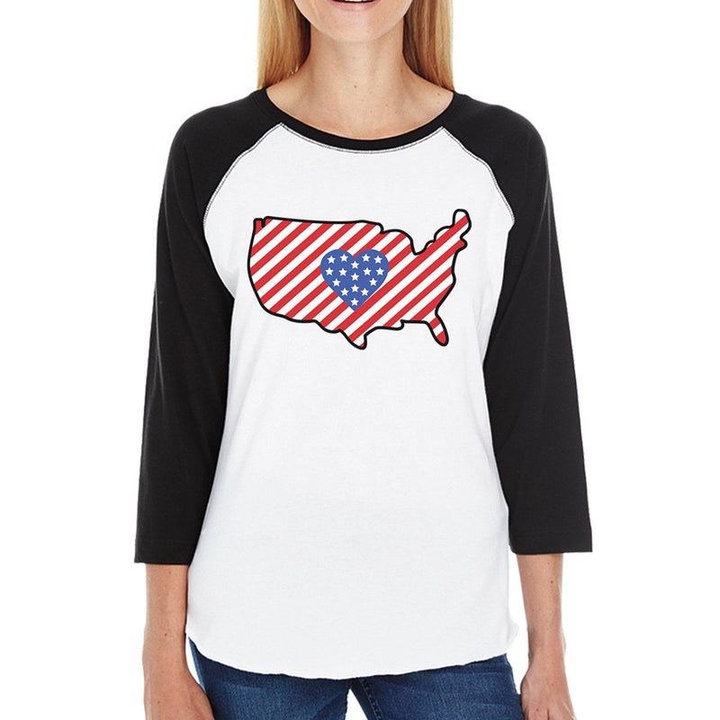 USA Map Womens Cotton Baseball Tee Cute Gift Idea For Army Wives