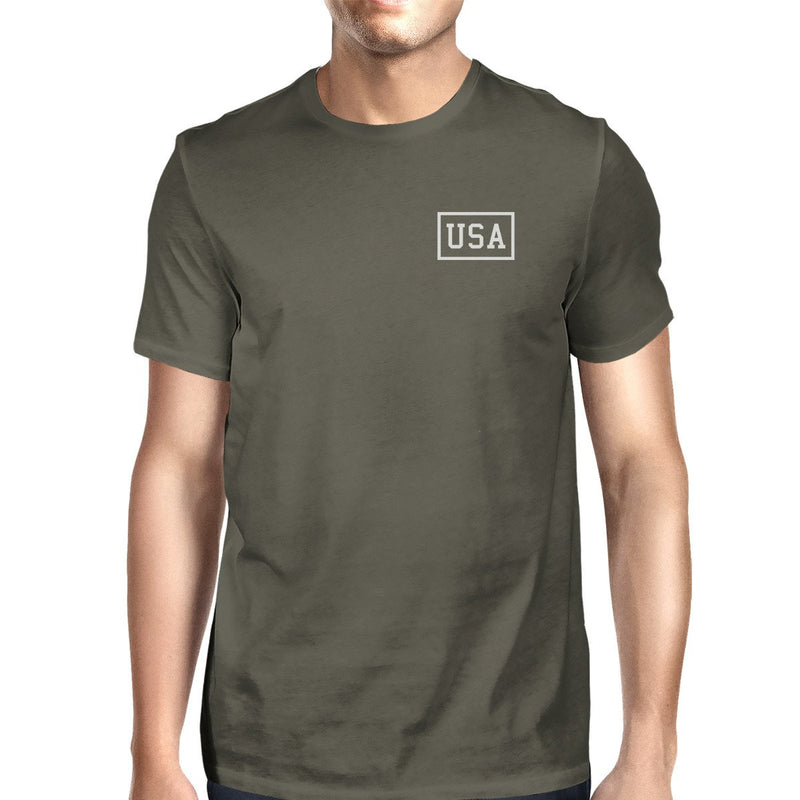 Mini USA Mens Dark Gray Short Sleeve Tee Gifts For Fourth Of July