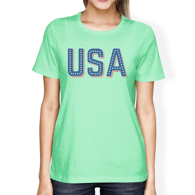 USA With Stars Womens Cute Graphic T-Shirt Unique Gift Idea For Her
