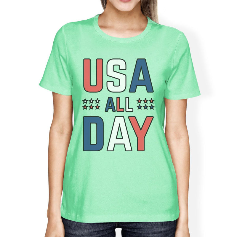 USA All Day Cute Patriotic Gifts For Army Wives Womens Graphic Tee