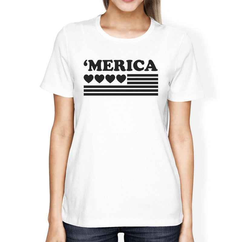 Heart American Flag Graphic Tee For Women Unique 4th Of July Gifts
