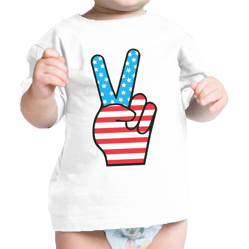 Peace Figure Sign American Flag Baby T-Shirt For Independence Day