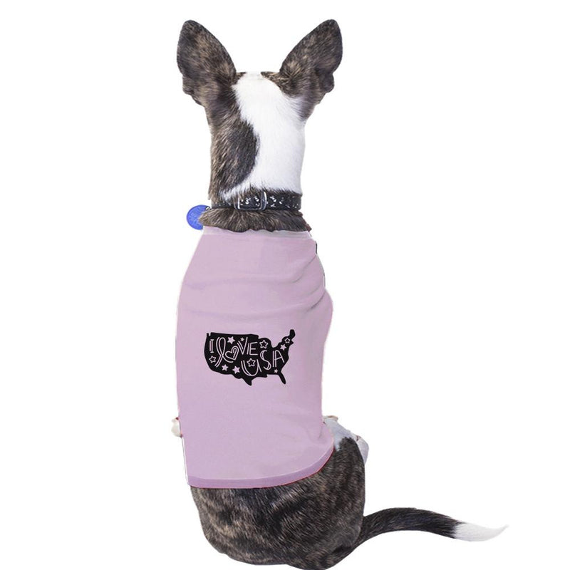 I Love USA Map Pink Pet Shirt For Small Dogs Gifts For Dog Owners