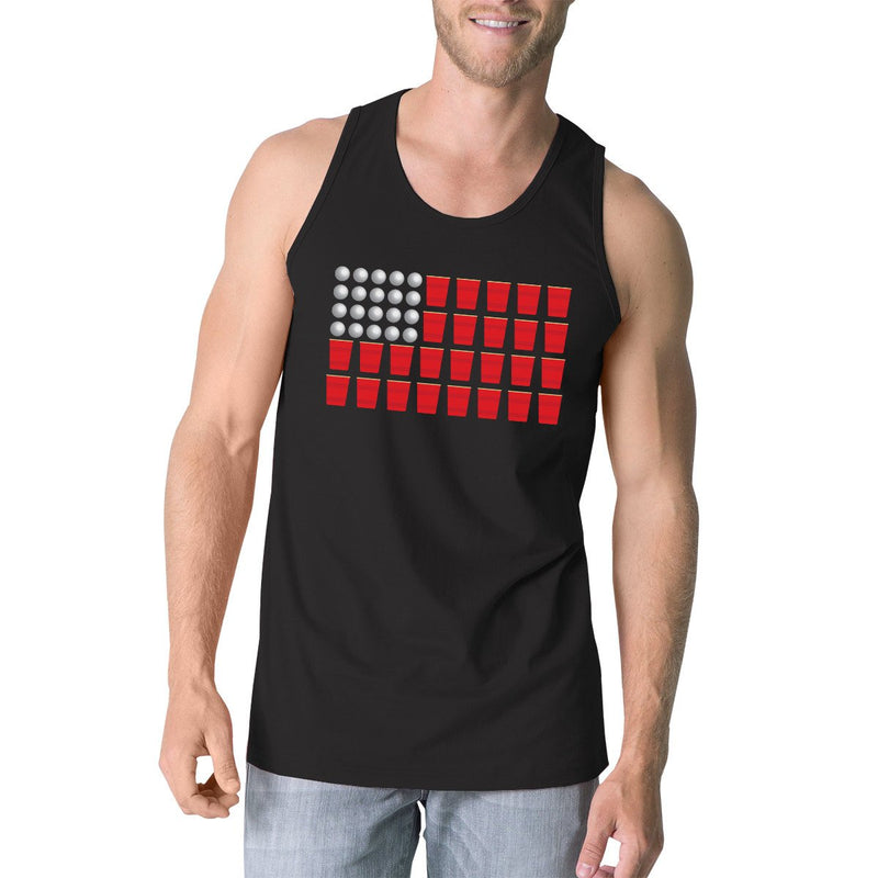 Beer Pong American Flag Mens Funny Design Tank Tee Gifts For Him