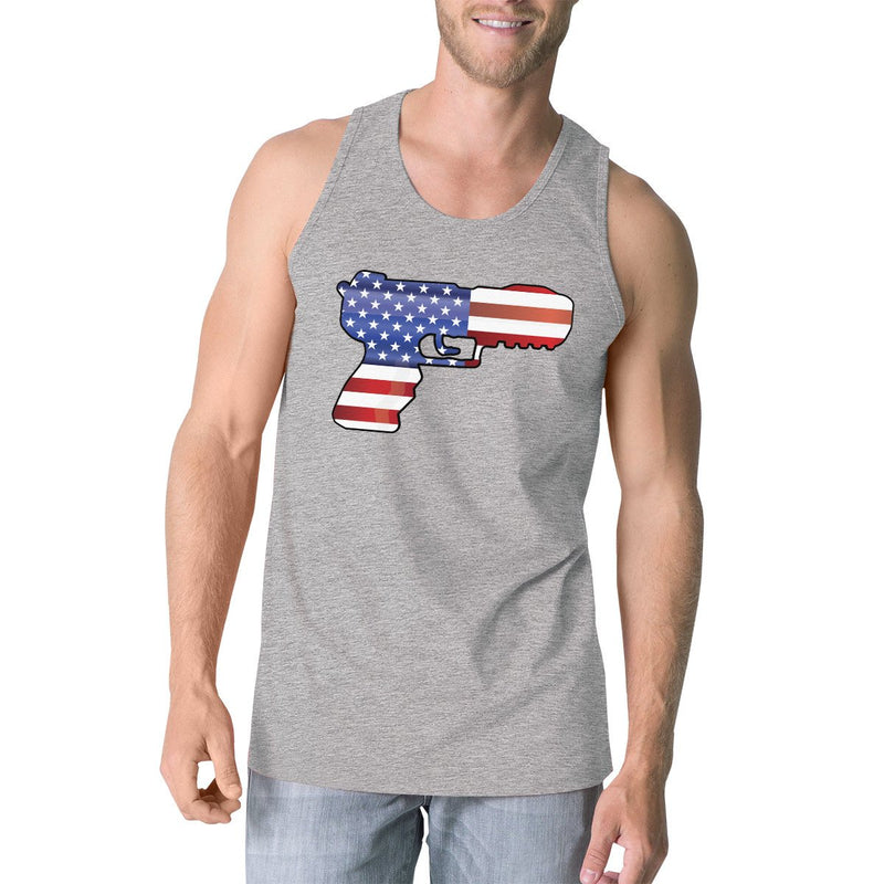 American Flag Pistol Mens Tank Top Unique Gift For Gun Supporters