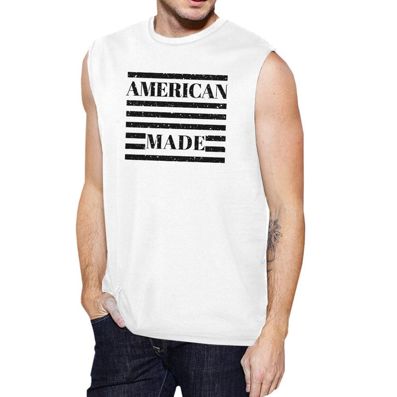 American Made Mens Cotton Muscle Tee 4th Of July Design Graphic Top