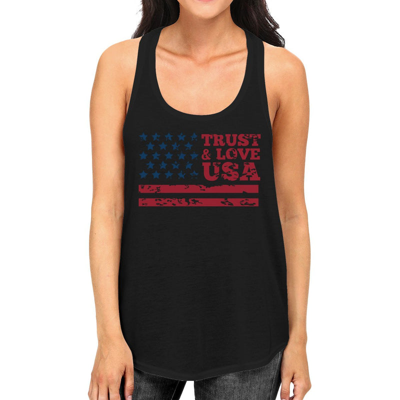 Trust Love USA Womens Black Tank Top Round Neck Line Cotton Tanks