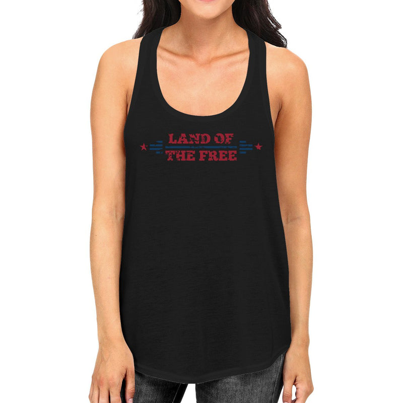 Land Of The Free Womens Black Crewneck Tank Top 4th Of July Gift
