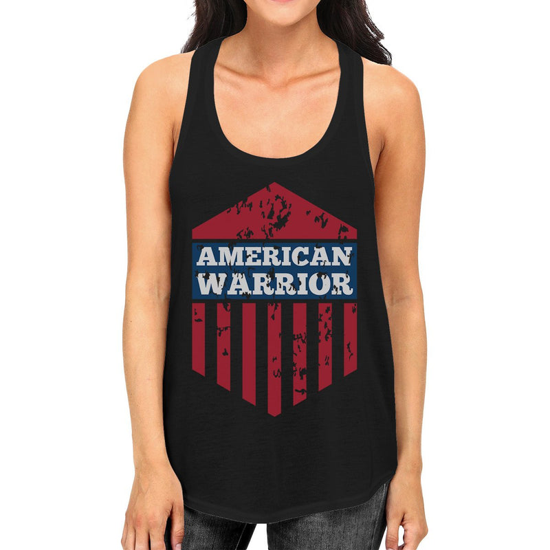 American Warrior Womens Black Crewneck Graphic Tanks Gift For Her