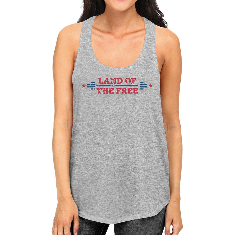 Land Of The Free Womens Gray Crewneck Tank Top 4th Of July Gift