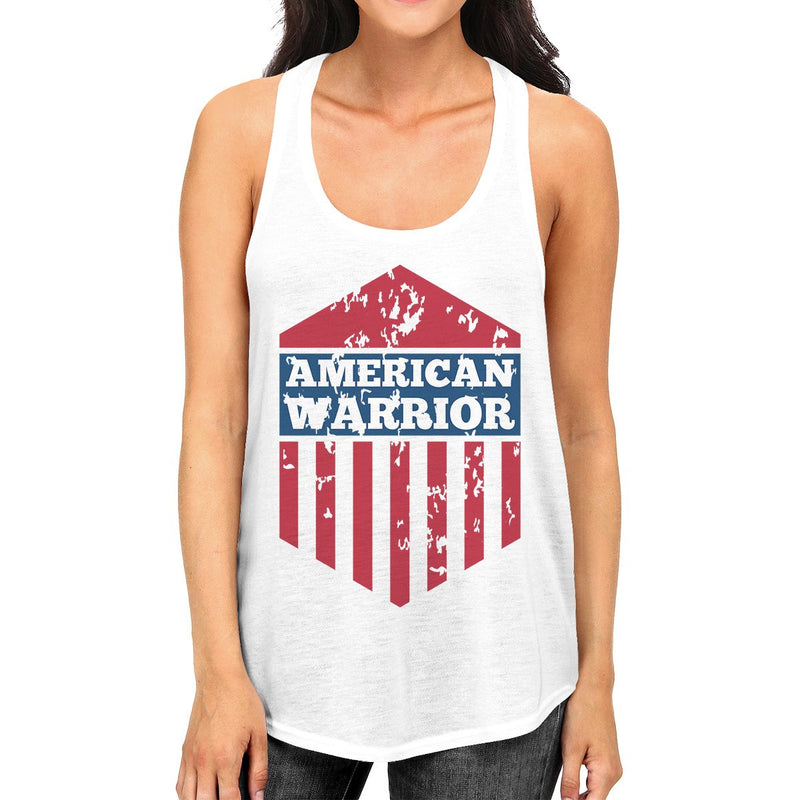 American Warrior Womens White Crewneck Graphic Tanks Gift For Her