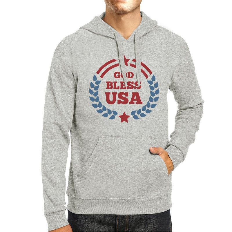 God Bless USA Unisex Graphic Hoodie Grey Round Neck Pullover Top