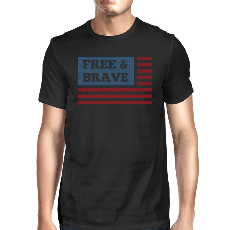 Free & Brave US Flag American Flag Shirt Mens Black Cotton Tshirt