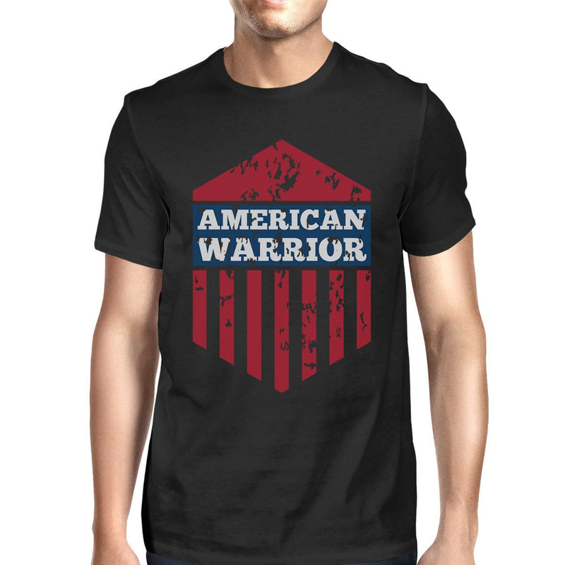 American Warrior Tee Mens Black Cotton Tshirt American Flag Shirt