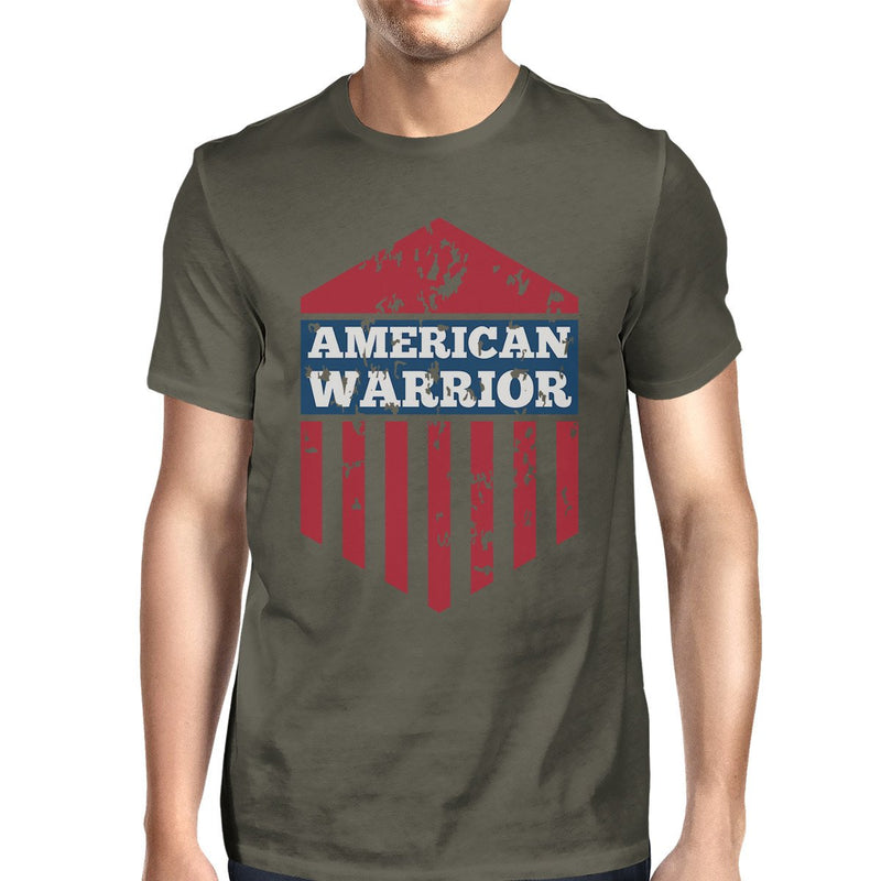 American Warrior Tee Mens Dark Gray Cotton Tee American Flag Shirt