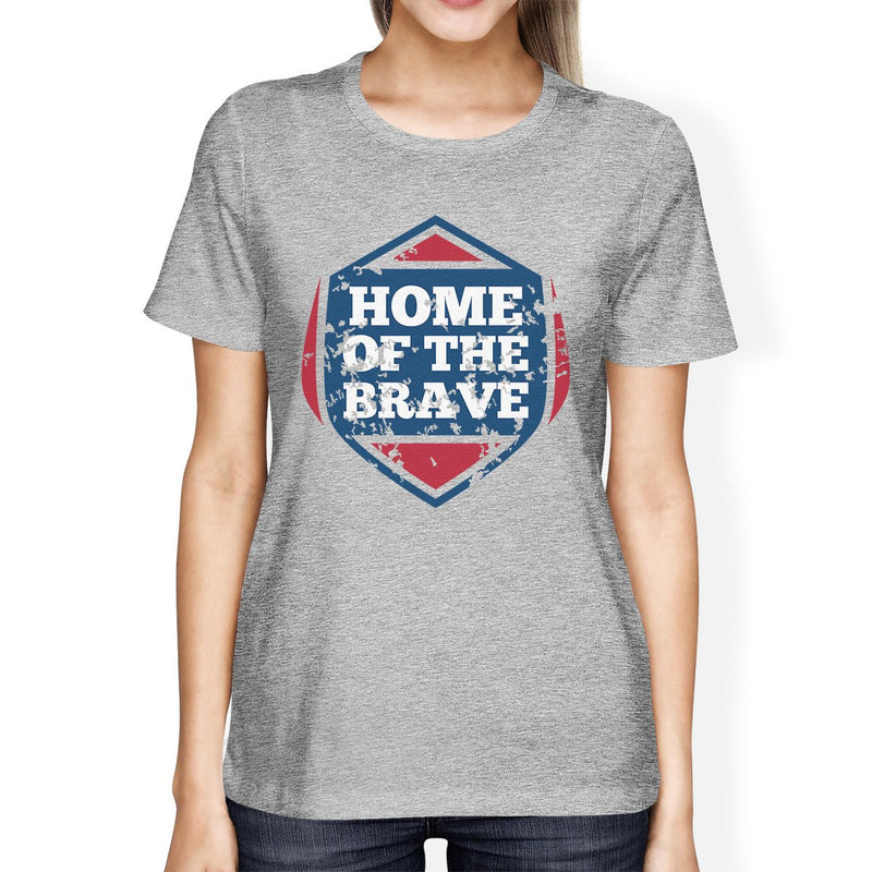 Home Of The Brave American Flag Shirt Womens Gray Graphic Tshirt