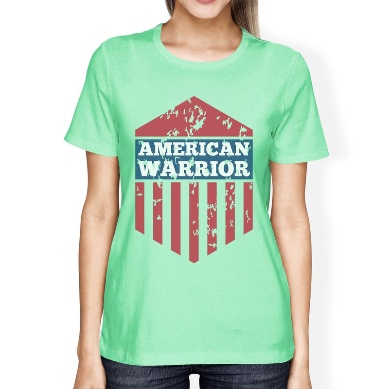 American Warrior Tee Womens Mint Short Sleeve T-Shirt Gift For Her