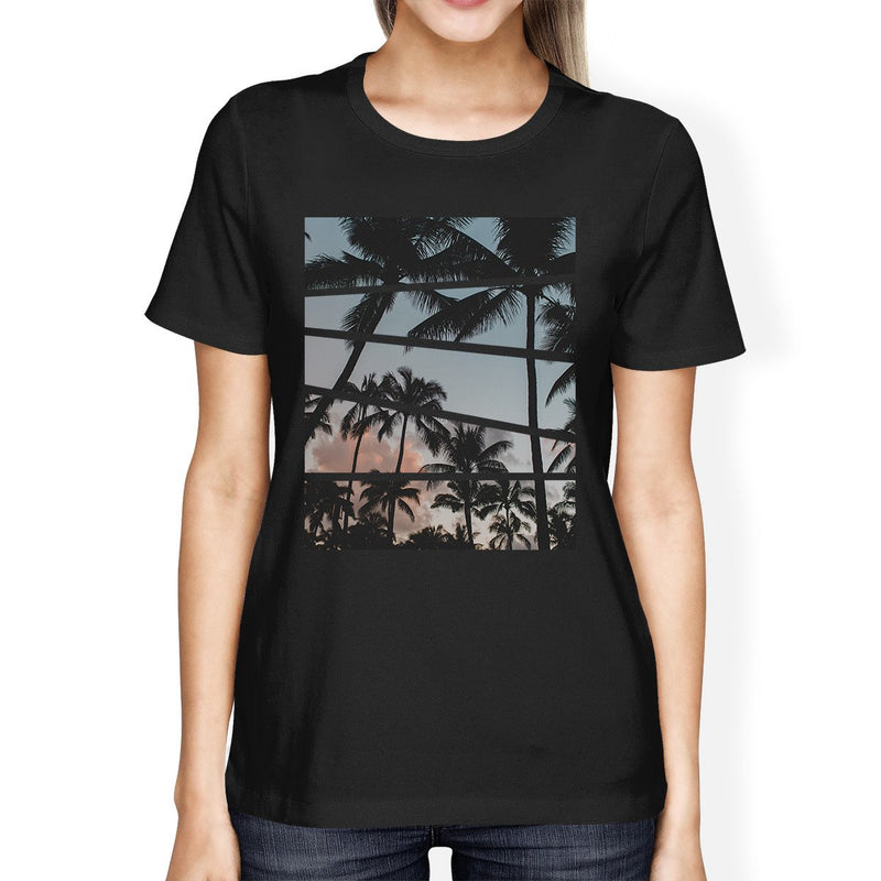 Palm Trees California Sunset Photography Womens Short Sleeve Shirt