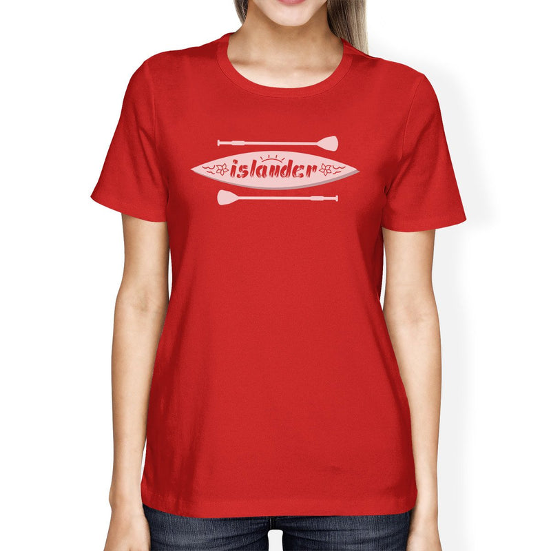 Islander Womens Red Paddle Board Graphic T-Shirt Round Neck Cotton