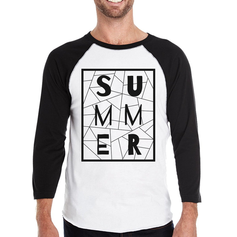 Summer Geometric Lettering Mens Baseball Tee Graphic Raglan Shirt