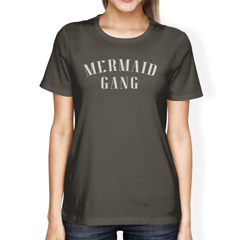 Mermaid Gang Dark Grey Womens Lightweight Summer Graphic T-Shirt