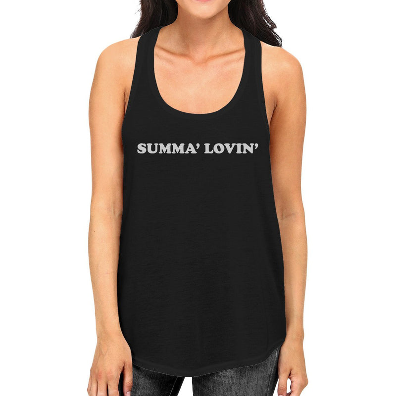 Summa' Lovin' Womens Black Cute Graphic Tank Top Racerback Cotton