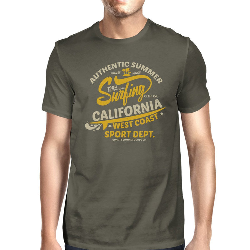 Authentic Summer Surfing California Mens Dark Grey Shirt