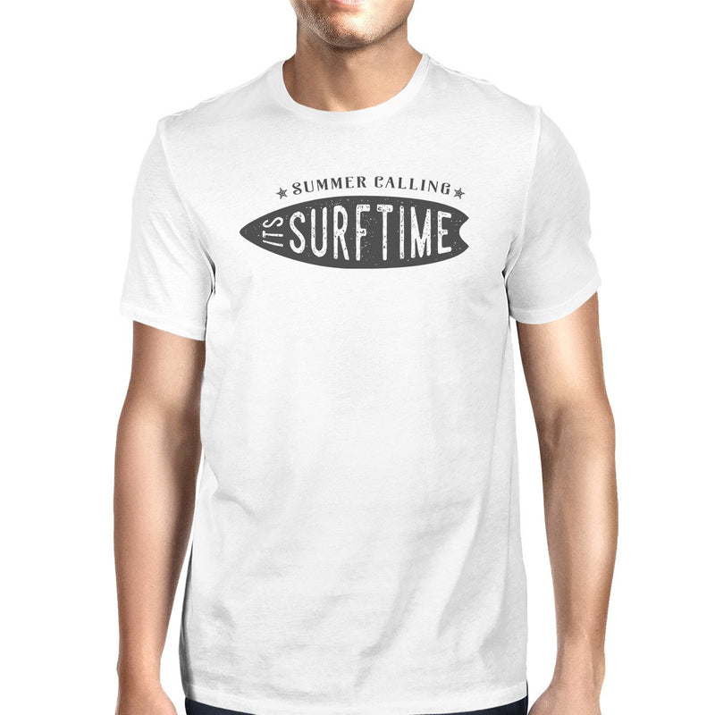 Summer Calling It's Surf Time Mens White Shirt