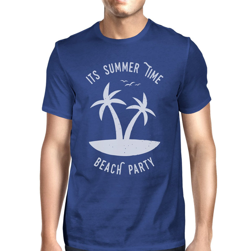 It's Summer Time Beach Party Mens Royal Blue Shirt