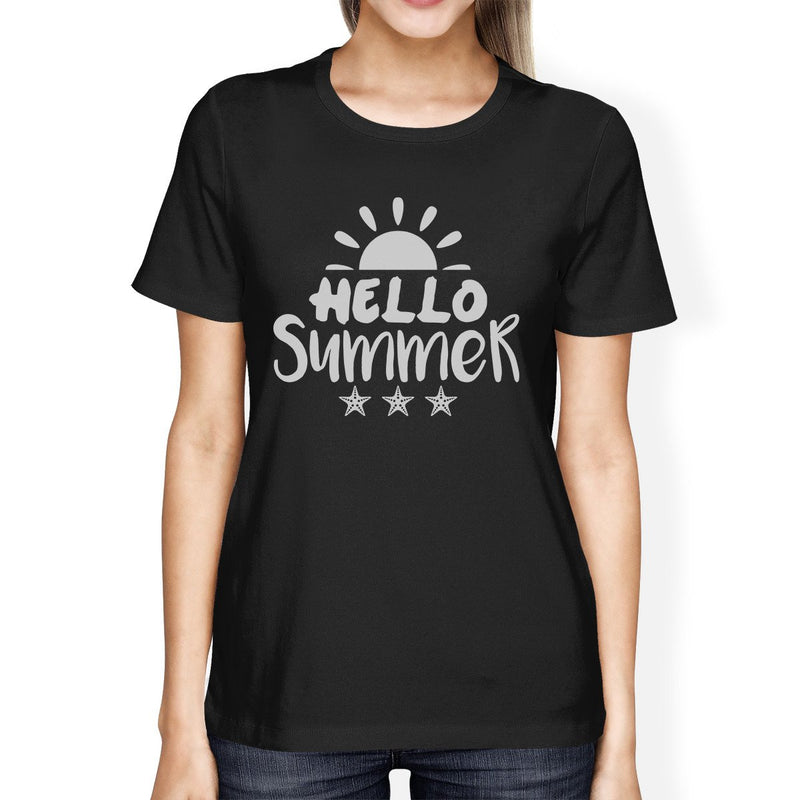 Hello Summer Sun Womens Black Shirt