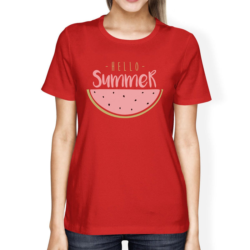 Hello Summer Watermelon Womens Red Shirt