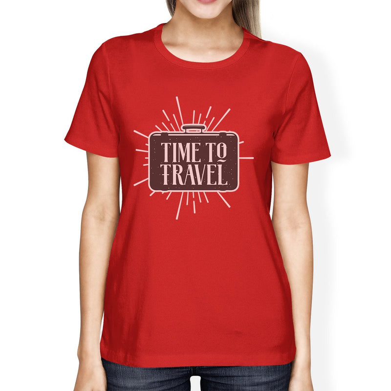 Time To Travel Womens Red Shirt