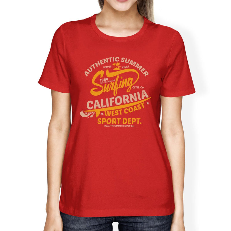 Authentic Summer Surfing California Womens Red Shirt