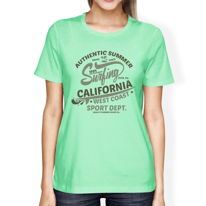 Authentic Summer Surfing California Womens Mint Shirt