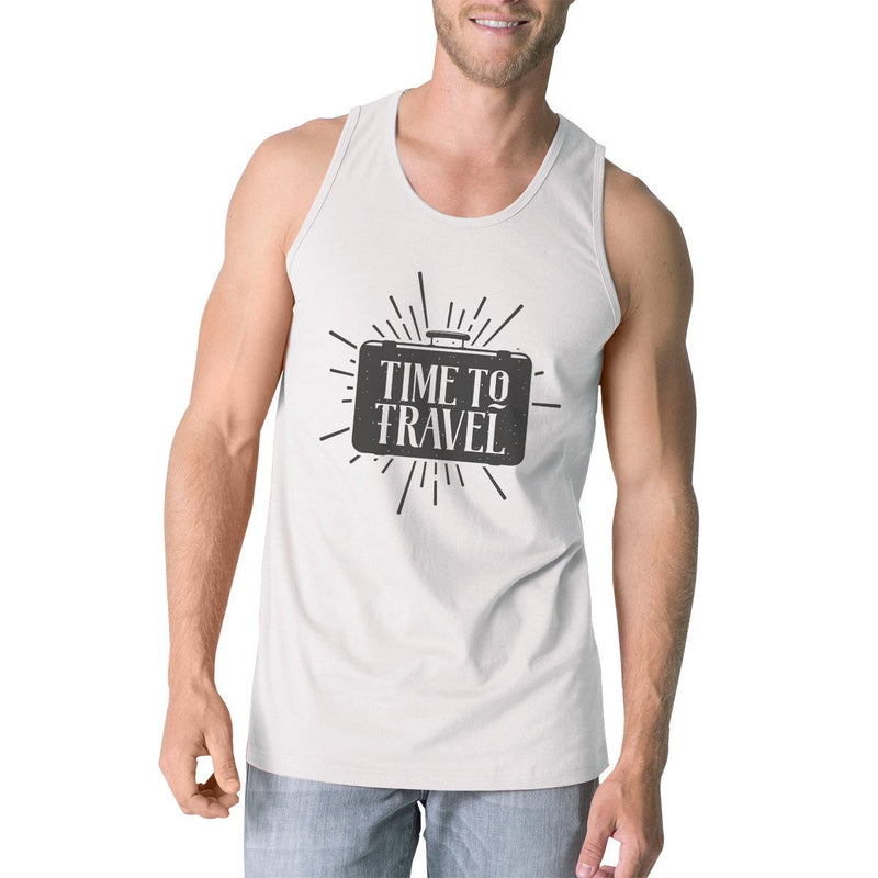 Time To Travel Mens White Tank Top