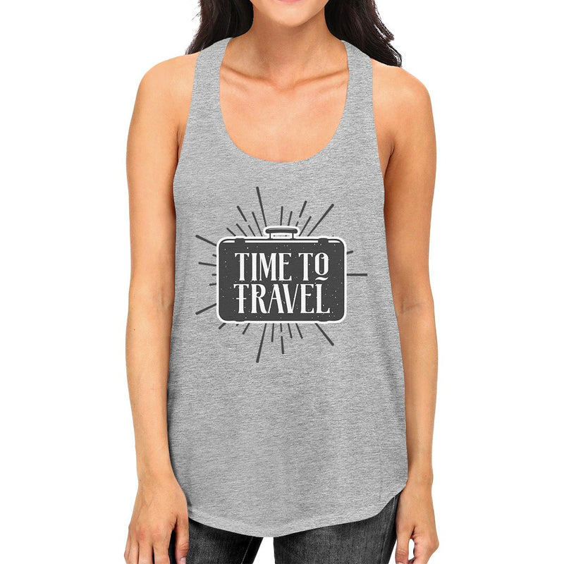 Time To Travel Womens Grey Tank Top