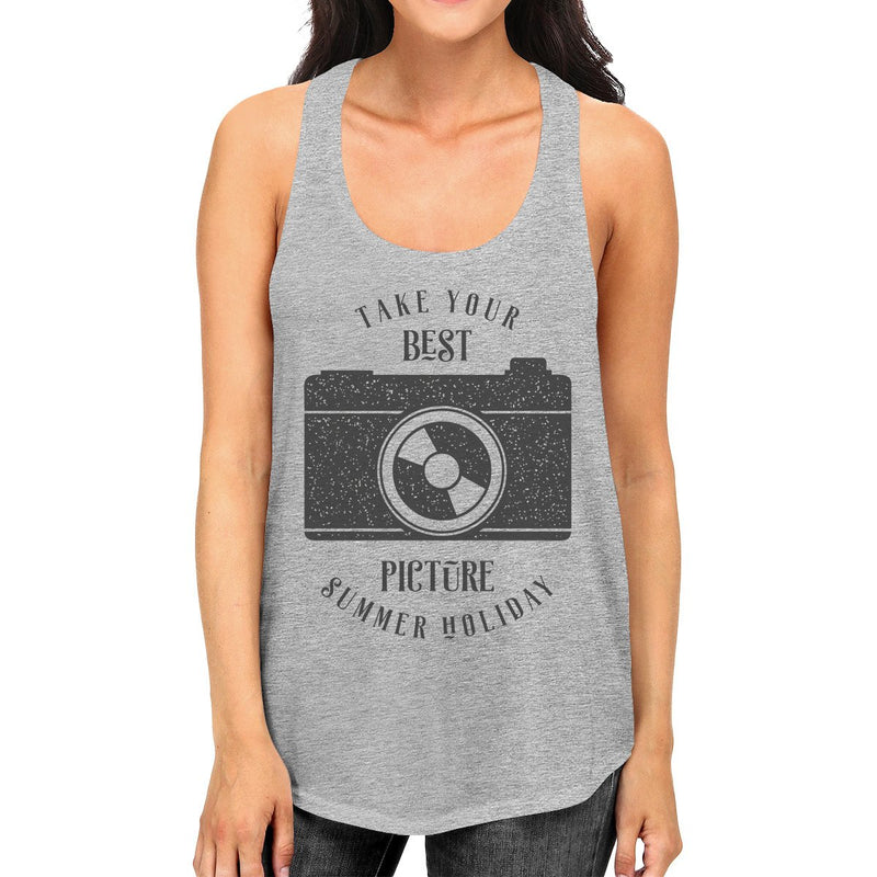 Take Your Best Picture Summer Holiday Womens Grey Tank Top