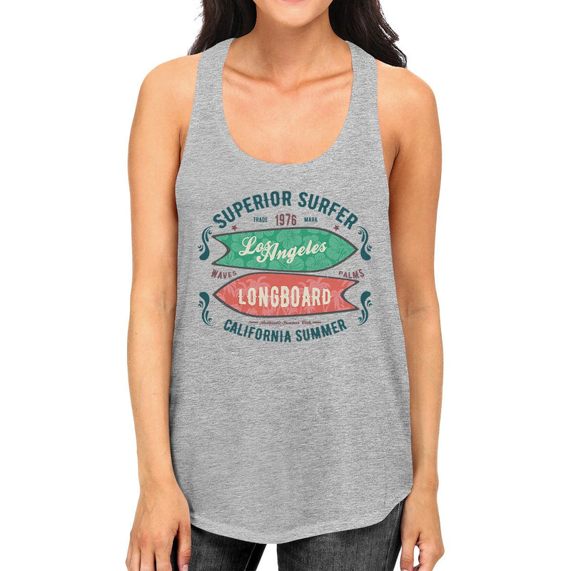 Superior Surfer Los Angeles Longboard Womens Grey Tank Top