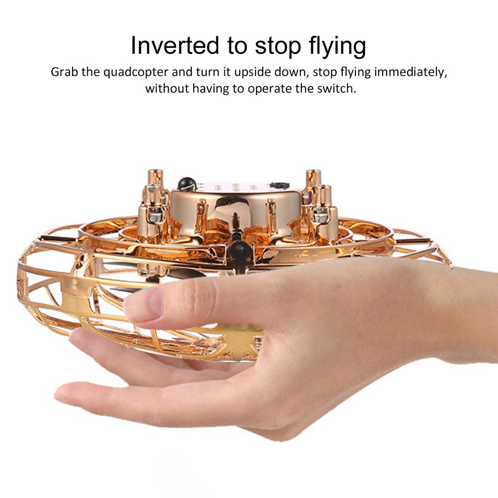 Ufo Induction Aircraft Infraed Hand Sensing Mini Drone Anti-collision Hand Operated Four-axis Flying Saucer Kids Helicopter Toys